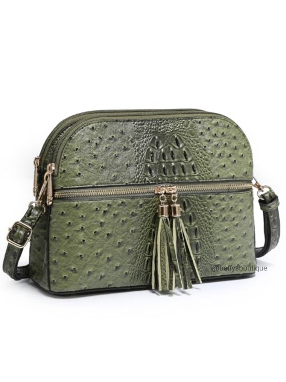 Vegan Leather Crossbody Bag Tassel Zipper Pocket Travel Purse